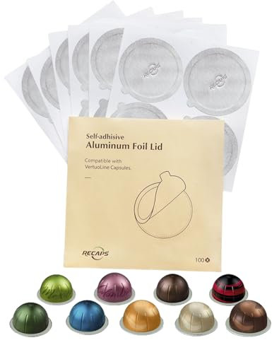 Aluminum Foli Lids for Reusable Capsules, Coffee Foil Seals, Coffee Pod Foli Lids Compatible with Nespresso Vertuo Pods (100)