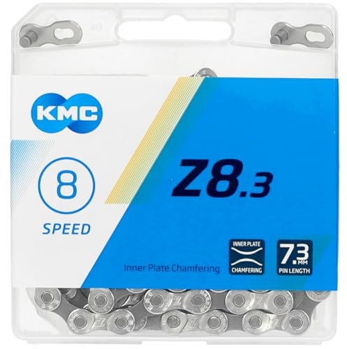 Fahrrad Kette, KMC Fahrradkette, Z8 Silver/Grey, 1/2 x 3/32, 114 Glieder, 8-fach, silber-grau