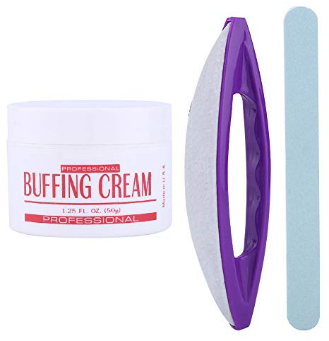 Nagel Polier Set, Poliermaschine für Maniküre und Pediküre Polier Hochglanz Nagelfeile Nail Art 3 Teile/satz Nail Art Buffing Cream + Polierfeile Buffer + Streifen Polieren Nail Art Kit