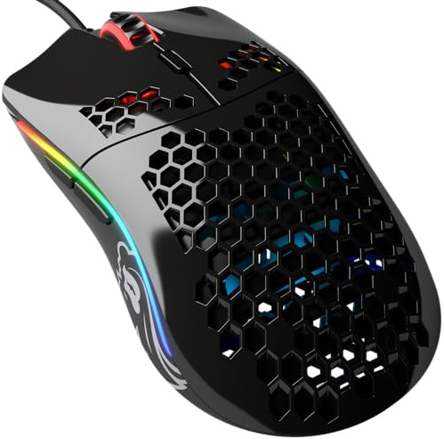 GLORIOUS Gaming Model O- (Small) Compact Wired Gaming Mouse - 58g Superlight Honeycomb Design, RGB, Pixart 3360 Sensor, Ambidextrous, Omron Switches - Glossy Black