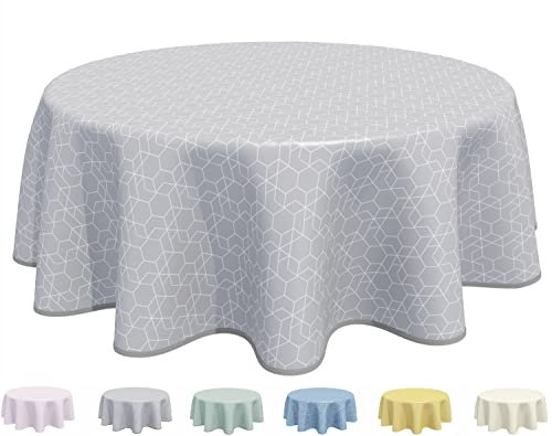 Wachstuch Tischdecke Abwaschbar, pflegeleicht, abwischbar, Rund 160cm, Hellgrau