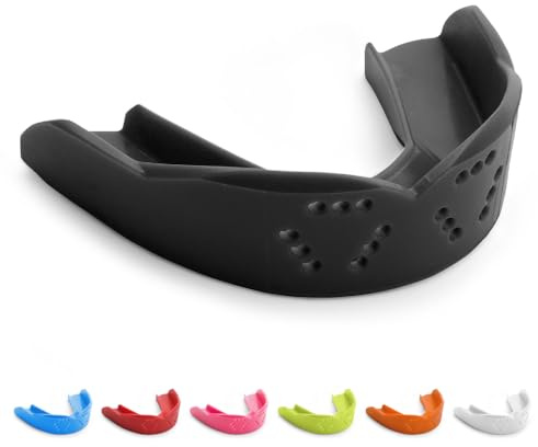 SISU 3D Mouthguard, Charcoal Black - Pre-Formed, Easy Fit Protection for Lacrosse, Football, Hockey, Team Sports - Adult Fit - Remoldable Up to 20 Times - Works for Braces - Non Toxic