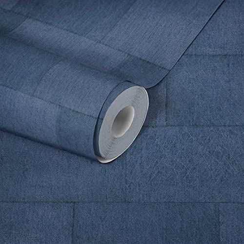Livingwalls Stentapet mörkblå modern 382015 fibertapet stenutseende vardagsrum blå 10,05 x 0,53 m, tillverkad i Tyskland