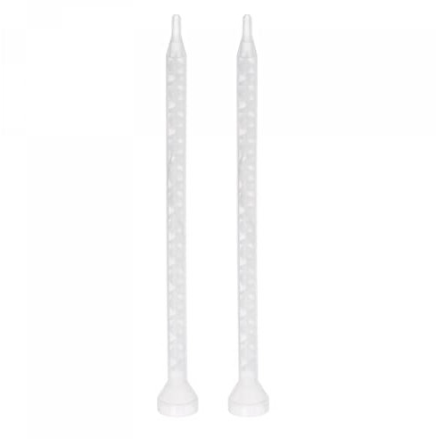 sourcing map 2 Pcs Epoxy Tubes Static Mixer, 7.4-inch Plastic Resin Mixing Nozzle Round Connector for AB Glue Adhesive Gun Applicator 400ml Cartridges, White