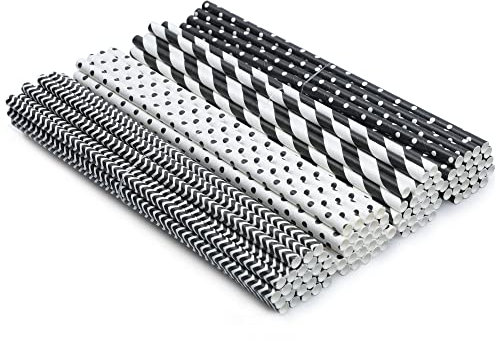 DK177 200 Stück Strohhalinkhalme Papier Biologisch Abbaubare, Bunte Cocktail Stalme Trinkhalme, Umweltfreundlich Papierstrohhalme für Geburtstag Hochn und Party, 4 Farben