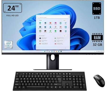 Outlet Computer - All In One - Schermo 23,8 - Windows 11 Pro 64 bit - FHD IPS - USB, HDMI - Webcam - Bianco (CPU: i7 - RAM 32 GB)
