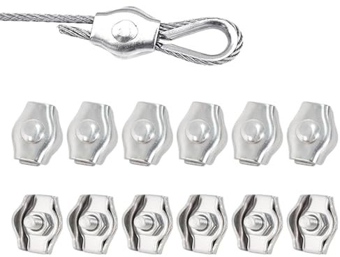 M3 Drahtseilklemme, Edelstahl Seilklemme, 12 Stück Seilklemmen M3, Edelstahl 304 Kabelklemme, Simplex Klemmen M3 Drahtseilklemme, Simplex Klemme Zur Befestigung Von Stahldrahtseilen Und Kabelseilen