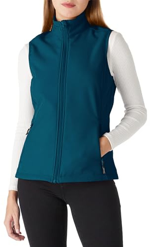 Outdoor Ventures Softshell väst dam ärmlös jacka löpväst lätt vindtät varm fleeceväst ståkrage sport golfväst med 4 fickor för vandring camping, Nebel blå, 4XL