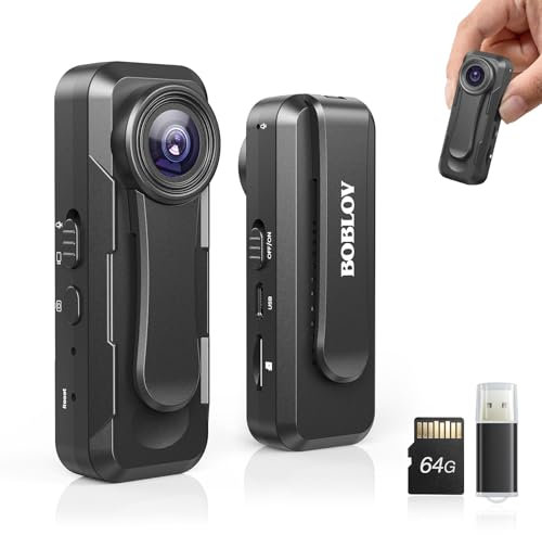 Boblov W1 64GB HD 1080P Wearable Camera with 2 Clips, Loop Recording, Timestamp, Back Clip for Travel, Driving, and Lectures