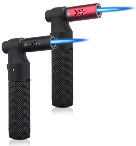 Cannello da Cucina 2 Pezzi, Fiamma Ossidrica Portatile, Cannello a Gas Fiamma Regolabile Ricaricabile per Cottura al Forno Dolci Crema Catalana Barbecue Campeggio Saldatura, Butano Non Incluso