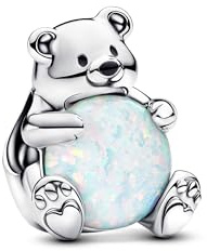 PANDORA Moments Eisbär Charm aus Sterling Silber mit synthetischer Opal, Kompatibel Moments Armbänder, 793589C01