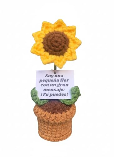 Infinitliving Regalos Originales Flor de Ganchillo Hecha a Mano con Mensaje Motivacional – Regalo Inspirador Ánimo – para Regalar Amiga/Amigo, Hija/Hijo, Madre, compañero/compañera, familar
