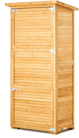 VEVOR Grand abri de Rangement extérieur en Bois avec Cadre en métal, étagères, Sol, Armoire de Rangement étanche pour terrasse, Cour, pelouse, Jardin, 80 x 162,1 cm