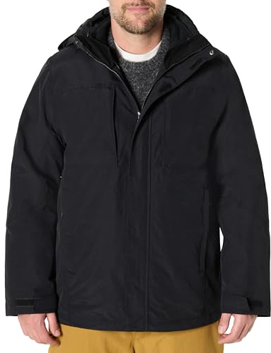 Amazon Essentials Veste de Neige 3 en 1 Résistante à l’Eau Homme, Noir, L