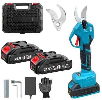 Akku Astschere,KLYNGTSK Elektrische Baumschere Professionelle Gartenschere Elektrisch mit Akku,MAX 25 mm Schnittdurchmesser mit Sicherheitsschalter,2 * 3000mAh Akkus für 8-10Arbeitsstunden