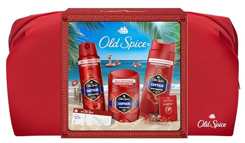 Old Spice Travel Bag Gift Set for Men with Captain Deodorant Stick and Shower Gel, 24/7 Fressshhh with Daily Use, Long Lasting Perfume Quality Scent