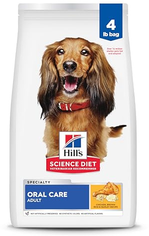Hill's Science Diet Adult Oral Care Dry Dog Food, Chicken, Brown Rice, & Barley, 4 lb. Bag