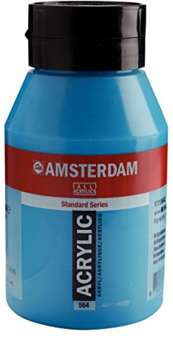 Amsterdam Standard Serie Brillantblau Acrylfarbe 564, 1000 ml Tube, deckend, hohe Lichtechtheit, mittlere Viskosität, vielseitig einsetzbar, langlebig, satinierte Oberfläche