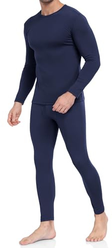 WEERTI Thermal Underwear for Men Long Johns with Fleece Lined Base Layer Men Cold Weather Top Bottom Navy