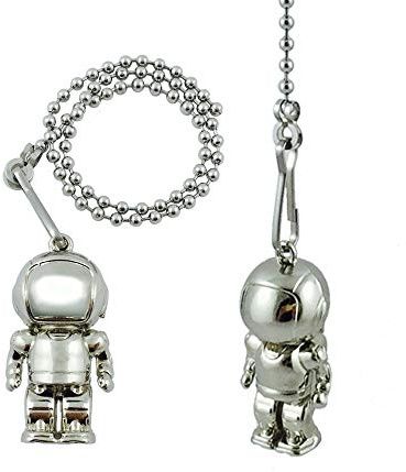 Wayilea Pull String Ceiling Fan Light Extender Chain, Stainless Steel Extension Ball Bead Replacement, Cute Astronaut Spacemen Hanging Ornaments for Lamp Fixture Kids Bedroom Space Decor