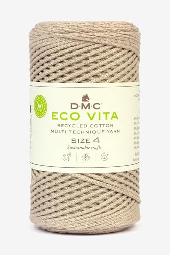 DMC - Eco Vita 4 | Recyceltes Baumwollgarn - mit Pflanzen-Etikett | 250 g - 200 m - 12 Farben