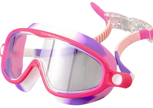 JINPXI Gafas de Natación para Niños con Gran Angulo de Visión, Anti-Vaho, Anti-UV, Sin Fugas - Buceo y Piscina para 3 a 12 Años
