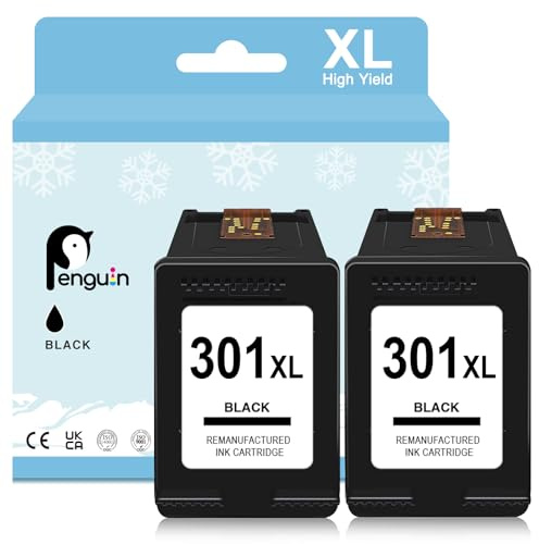 Penguin 301 XL Druckerpatronen für HP 301XL für Deskjet 1000 2000 2050 3050 Envy 4500 5530 Officejet 2620 4630 Wiederaufbereitete Patronen(2 Schwarz)