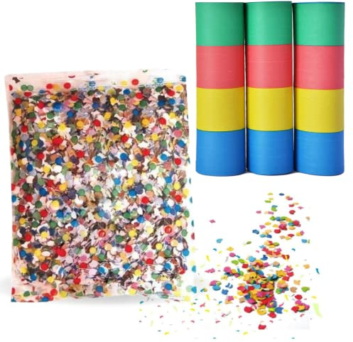 Carnevale 2025-3 Rotoli Stelle Filanti di Carta + 1 Busta Coriandoli Colorati 200gr - Kit Coriandoli di Carnevale - Costume di Carnevale