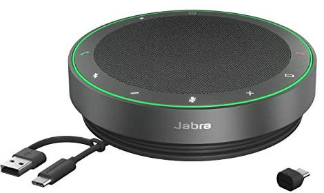 Jabra Speak2 75 Wireless Bluetooth Speakerphone with USB-C Bluetooth Adapter, 4 Noise-cancelling Mics and Full-range 65mm Speaker - Certified for Zoom and Google Meet - Dark Grey