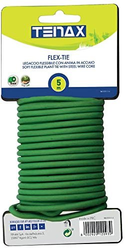 Tenax Flex-Tie Longueur 500 cm, Diamètre 5 mm, Liens pour Plantes, Fleurs, Légumes et Vignobles, Flexible avec âme en Acier, Vert