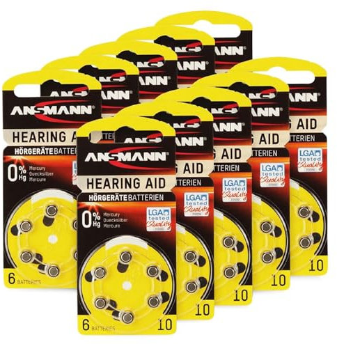 ANSMANN Hörgeräte-Batterie, Hearing AID, PR70, Größe 10, 60 Stück