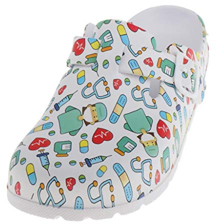 Zapatos de enfermería estampados para mujer, zapatos de trabajo, plantilla suave, zuecos de playa, zapatillas 36 37, talla 36/37