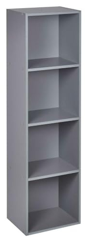 URBNLIVING Bücherregal aus Holz, mit 4 Regalen, Grau, 4 Ablagen