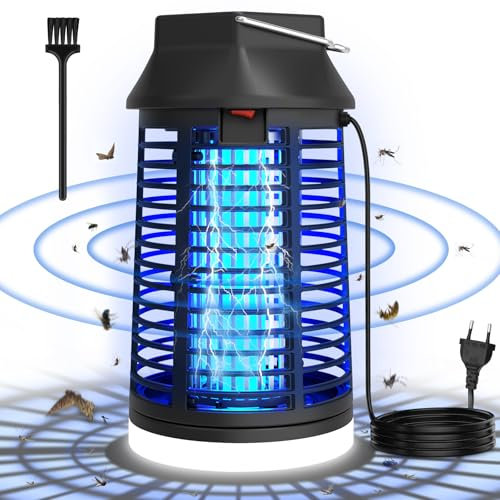 seenlast Lámpara Antimosquitos Electrico con LED, Mata Mosquitos Electrico 4200V 15W UV Lampara Mosquitos,IPX4 Impermeable,Area Efectiva 80-140m² para Interior y Exterior