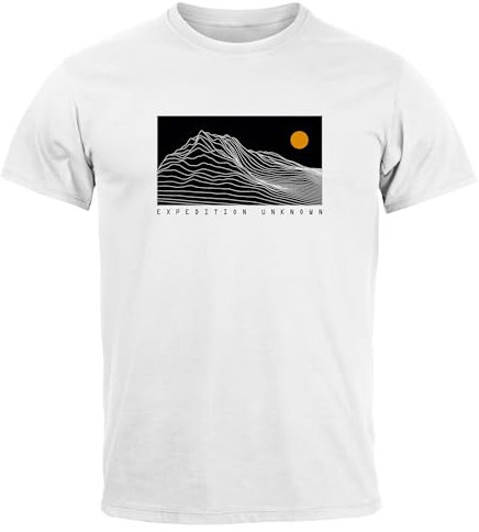 Neverless® Herren T-Shirt Frontprint Wandern Berge Grafik Schriftzug Outdoor Natur Fashion Streetstyle Printshirt weiß XXL