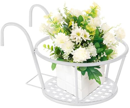 Fioriera con ringhiera in metallo, vasi da fiori per ringhiera del balcone,Vasi per piante con portafiori per ringhiera da patio - Porta piante da, montaggio semplice, scatole per ringhiere per