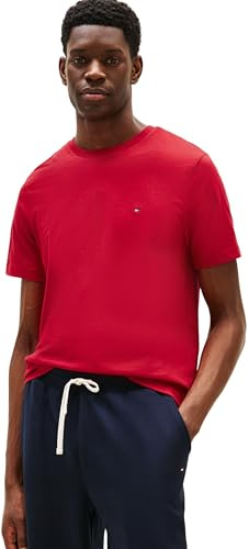 Tommy Hilfiger Men’s Short Sleeve Round Neck Seasonal Solid T-Shirt, Multicolor (Medium Red), L