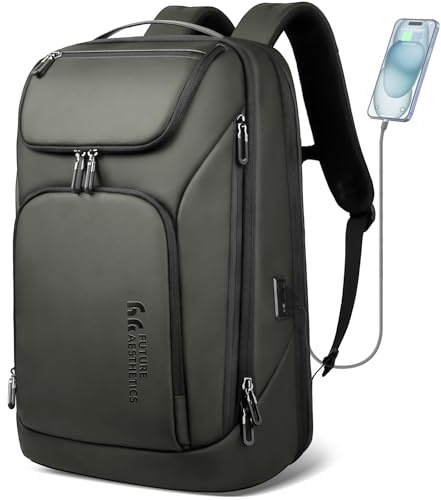HEROIC KNIGHT Mochila de Negocios Ordenador Portátil Laptop 17,3 Pulgadas Grande para Hombre con Puerto USB Resistante al Agua Ultraligero Antirrobo Oficina Trabajo Viaje 30L (Verde)