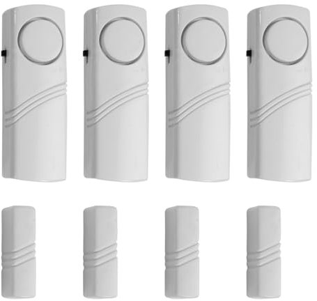 Tiardey 4er-Pack Tür-/Fensteralarm, magnetisch, kabelloser Sicherheitssensor, Einbruchmeldeanlage, laut 120 dB, Warnmelder für Schuppen- und Garageneinfahrt