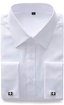 JEETOO Chemise à Manches Longues française pour Hommes Slim Version avec Boutons de Manchette en métal Business Wedding Dress Chemise de Costume(Tout Blanc,M)