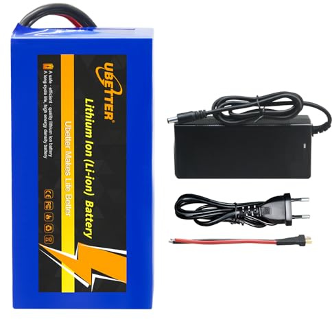 UBETTER 36V 14AH 14000mAh batteria al litio per bicicletta, batteria agli ioni per bicicletta elettrica con kit di ricarica e BMS da 30A per e-scooter da 100-1000W, e-motor e-bike, e-scooter