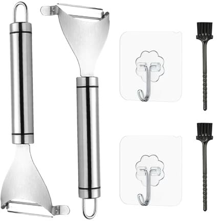 Pelapatate In Acciaio Inossidabile Da 2 Pezzi Con Ganci Da 2 Pezzi E Spazzole Per La Pulizia Da 2 Pezzi, Pelapatate Per Frutta E Verdura, Utensili Da Cucina