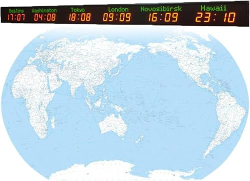 Reloj mundial con múltiples zonas horarias Reloj mundial actualizado con múltiples zonas horarias, relojes de pared grandes con 3/4/5/6 zonas horarias, nombre de ciudad editable, reloj mundial digital