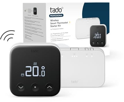 tado Testa Termostatica Intelligente X per Professionisti, controllo del riscaldamento tramite app e smart speaker (Alexa, Siri, Google Assistant)