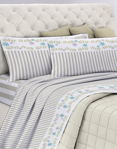 GEMITEX Sängset i bomull, 100% bomull, andas, fri från skadliga ämnen, certifierad kvalitet STANDARD 100 av OEKO-TEX Förtroende för textil, enkel, G26/TORA, designad i Italien