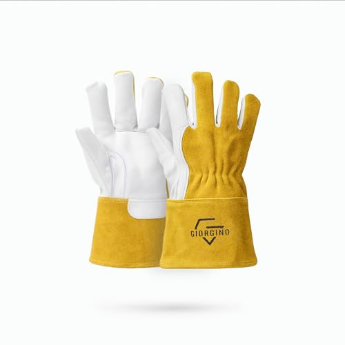 Giorgino Premium TIG Welding Gloves Top Grain Goatskin Leather Gloves Unlined 4 Cuff High Dexterity (Medium)