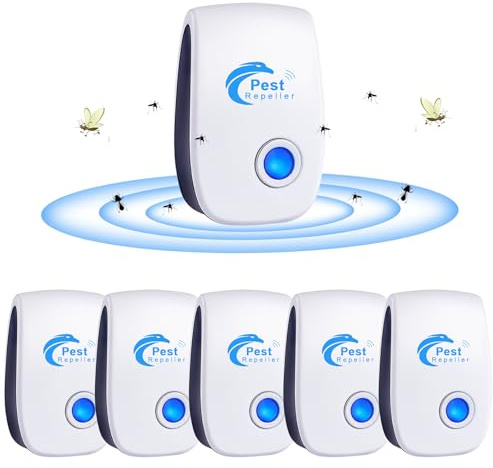 Repelente Ultrasónico Mosquitos, 6 Pack Electrónico Repelente Mosquitos Control de Plagas, Repelente Ultrasónico de Plagas para Anti Mosquito, Moscas, Ratones, Cucarachas, Arañas, Roedores