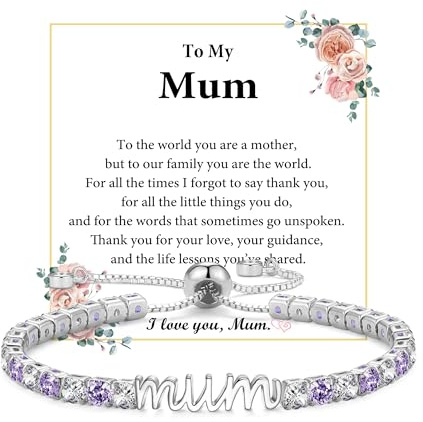 Birthday Mothers Day Gifts for Mum, Mum Cubic Zirconia Tennis Bracelet | Christmas Thanksgiving Presents for Mum Women