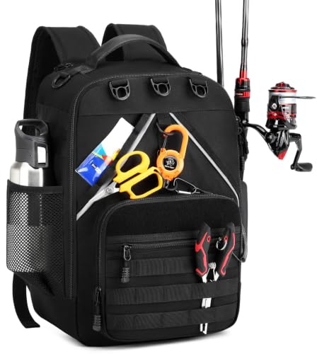 Mochila de pesca con portacañas y compartimento refrigerado, bolsa de pesca
