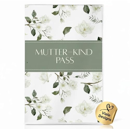 Only for Austria - Mother-Child Passport Cover for the Austrian Maternity Log | Made in Germany | High-Quality Cover on Request (White Flowers, Mother-Child Passport Austria)